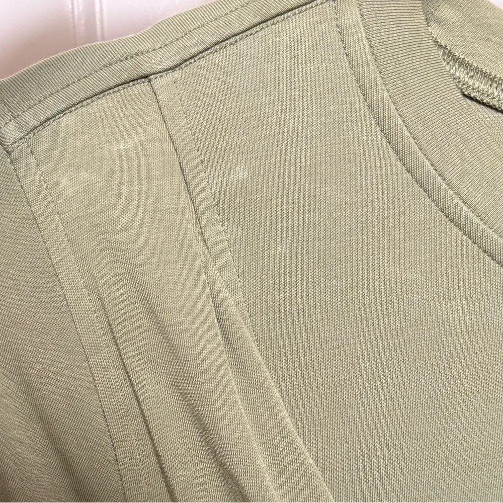 Lululemon Olive Green Cotton Wrap-Front T-Shirt Dress (8)